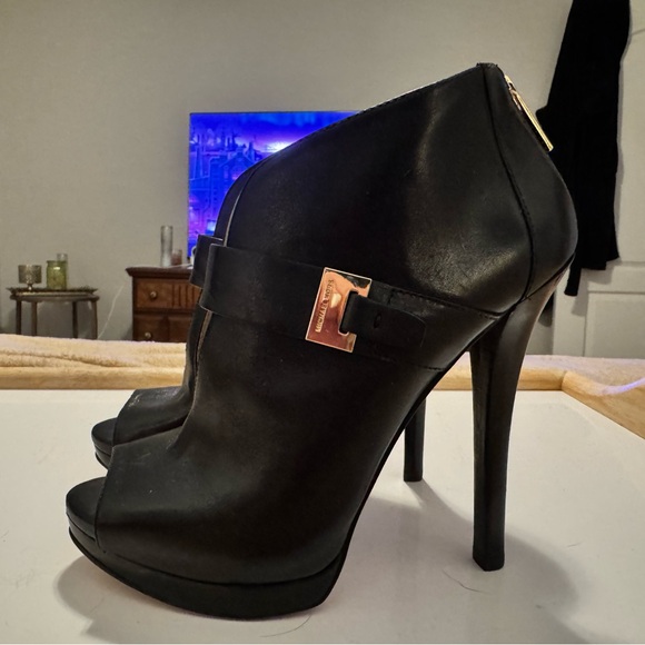 Black Michael Kors Peep Toe Bootie - Picture 2 of 10